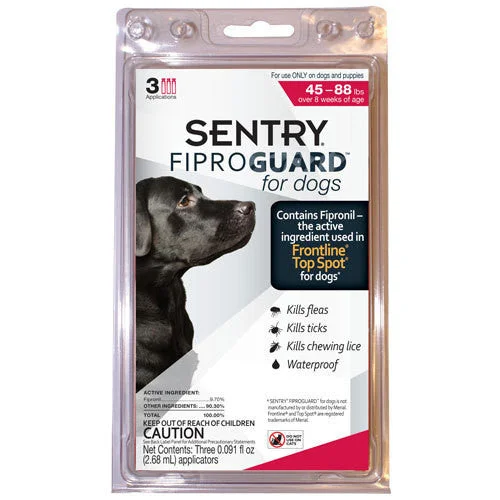  -Cost-effective pet toy recommendationsSentry FiproGuard Flea & Tick Control for Dogs 45-88 lbs 3pk