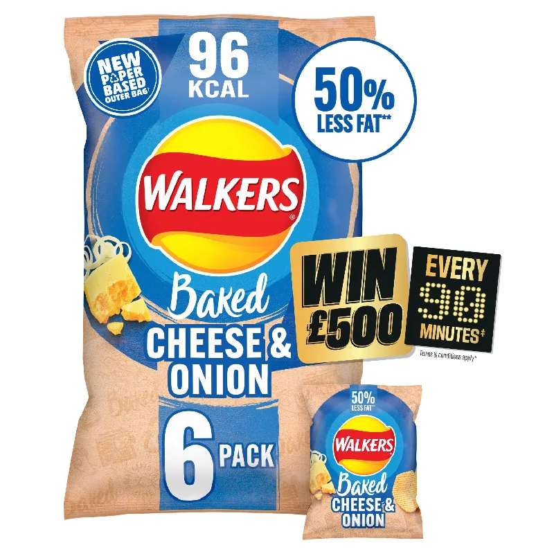 Pet ProductsWalkers Baked Cheese & Onion Multipack Crisps Snacks 6x22g