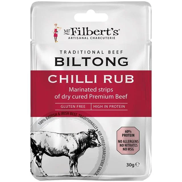  -Splash-proof food bowl AND Anti-choking slow food bowlMr Filberts Traditional Beef Biltong - Chilli Rub   30g