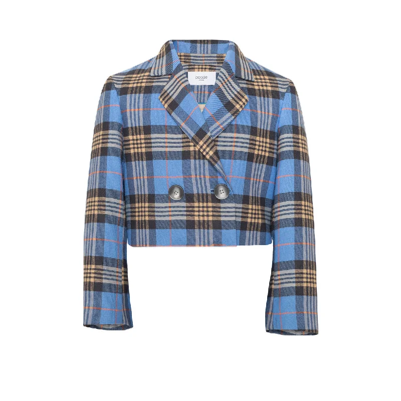 - Chinchilla cooling ice nest ceramic platePaade Mode Blue Plaid Tartan Special Edition Crop Blazer