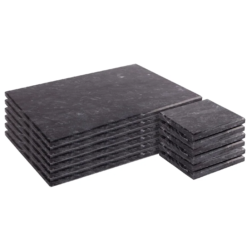 - Rabbit grass rack to prevent waste food box12pc Black Marble Placemats & Square Coasters Set - By Argon Tableware