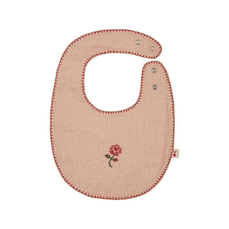 ---Emile et Ida Powder Pink Embroidered Bib