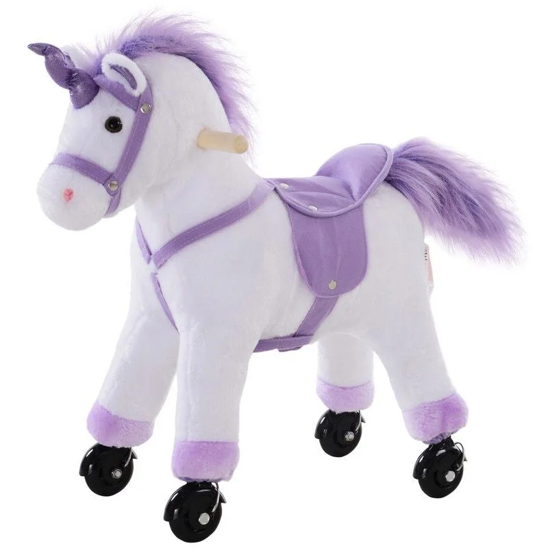 - Degradable pet feces bagHomcom Four Wheel Sit-On Unicorn Horse Neigh Button Plush Safe Seat Handlebar Wood Frame