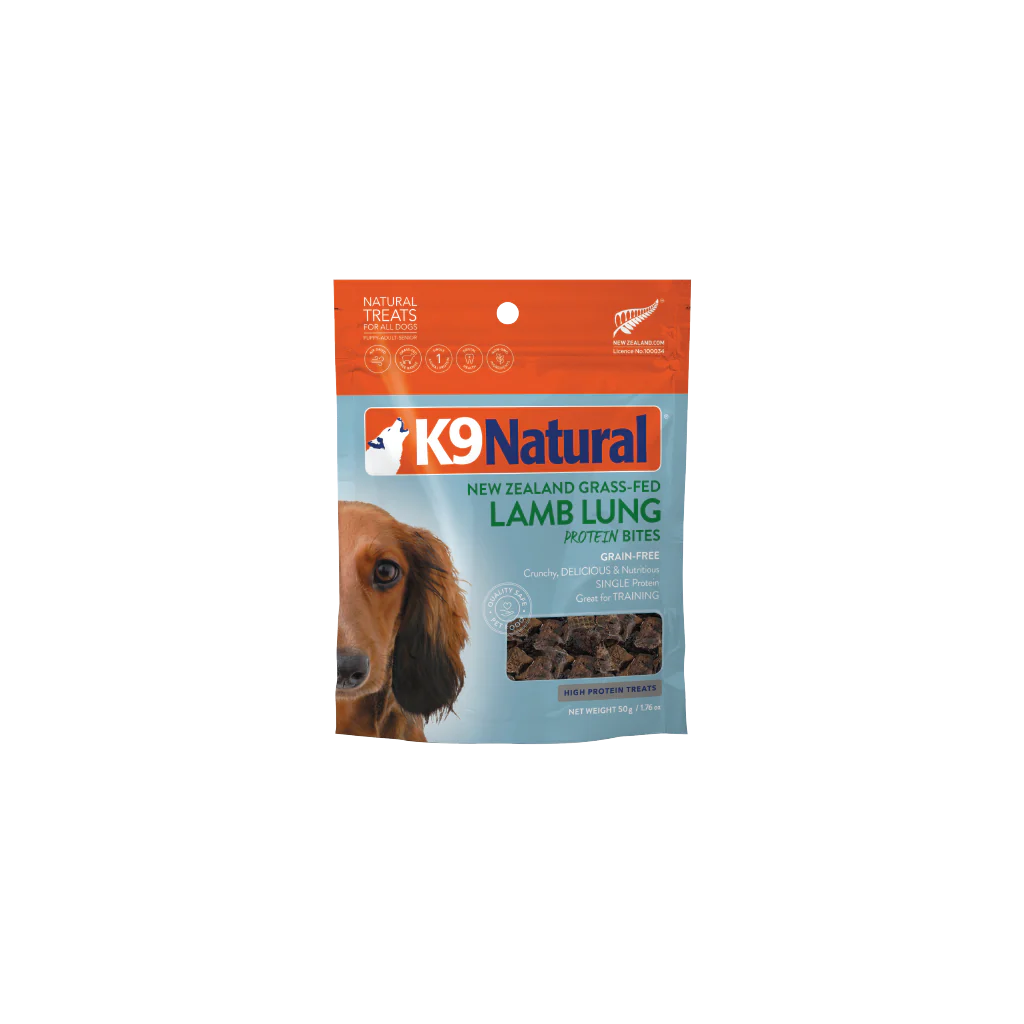 - Dog food helps the digestive systemK9 Natural Lamb Lung Protein Bites Dog Treats 50g