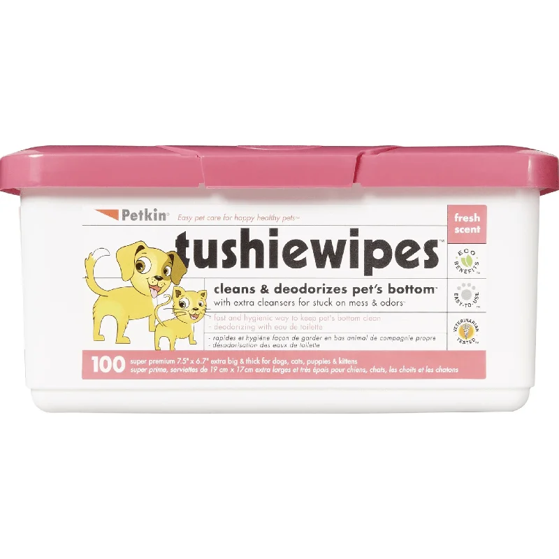 - Pet tear stain cleaning wipesPetkin Dog & Cat Tushie Wipes, 100 count