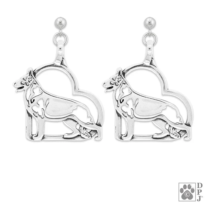 - Dog heart rate monitoring collarGerman Shepherd Dog in Heart Sterling Silver Earrings, Body