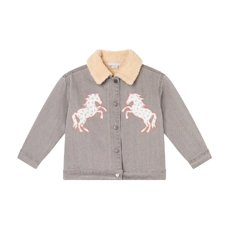 - Car dog seat beltStella McCartney  Grey Horse Patch Denim Jacket