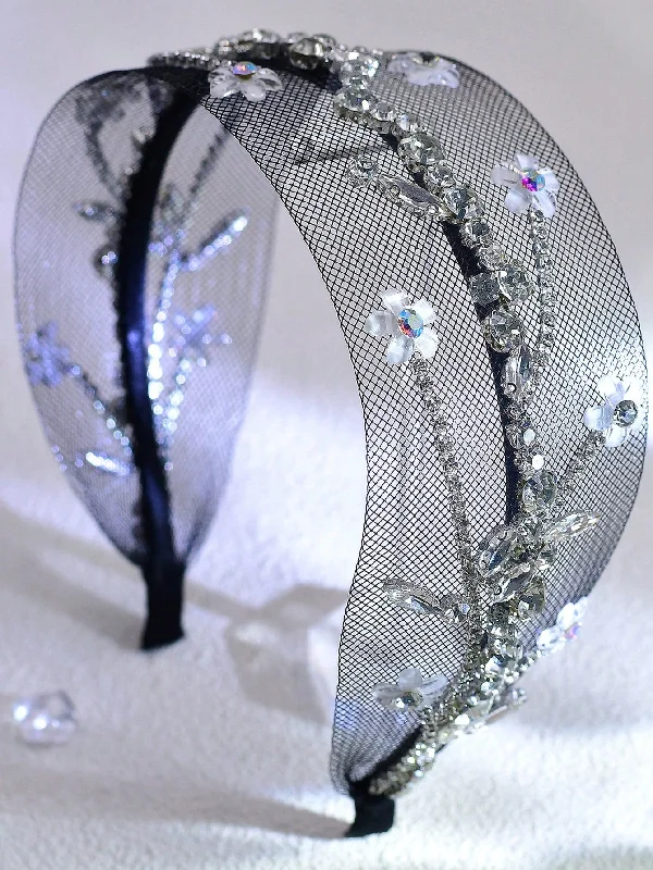  -Explosion-proof leash FOR LARGE dogsBridal Handmade Rhinestone Flower Mesh Headband, Suitable For Wedding, Party, And Dance, Rheinestone Wide Hairband