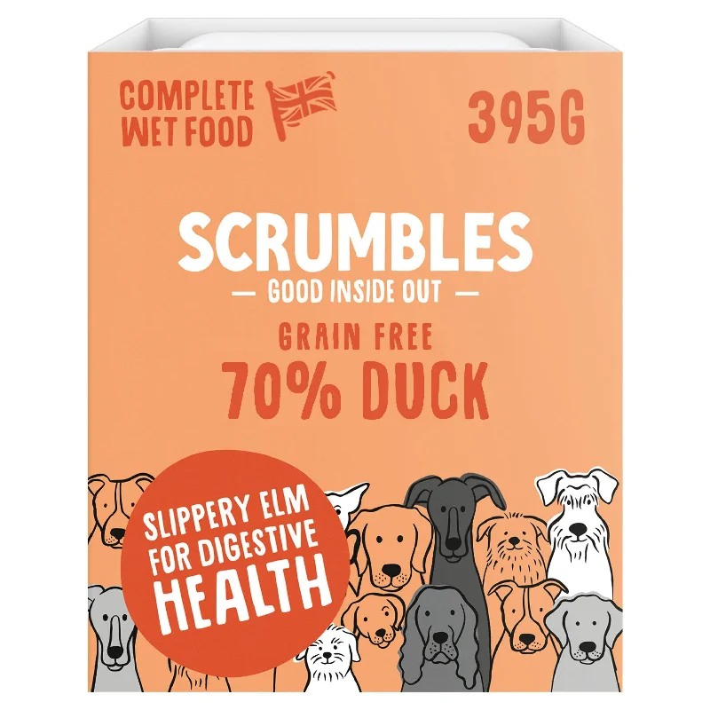 ---Scrumbles Duck Wet Dog Food Tray 395g