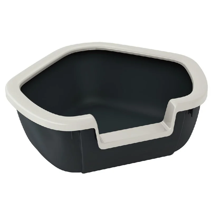 6. **Pet mattress is waterproof and washable**Ferplast Dama Corner Cat Litter Tray - Dark Grey & White